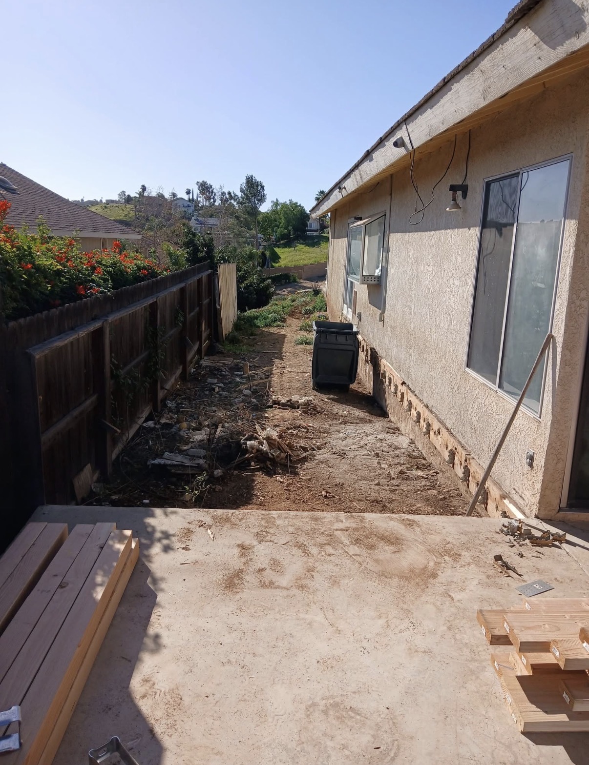Before: demo'd side yard