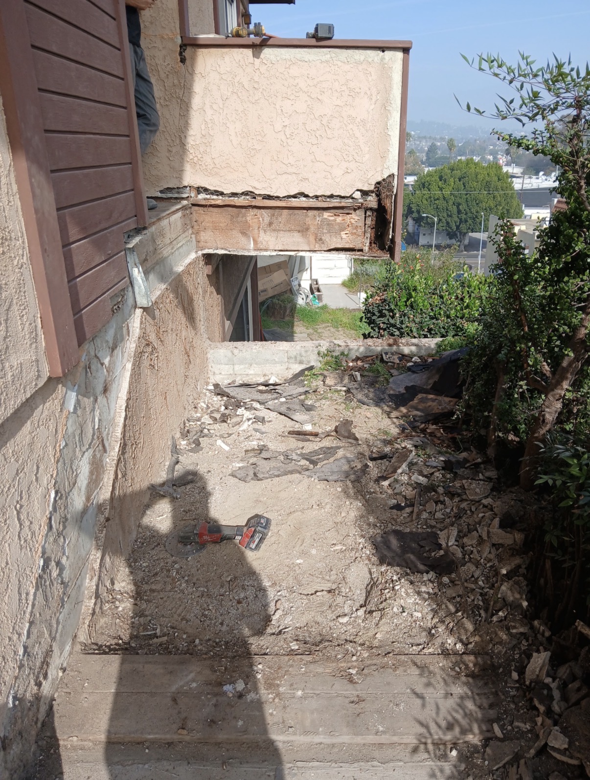 Rotted wood structure exposed during demo